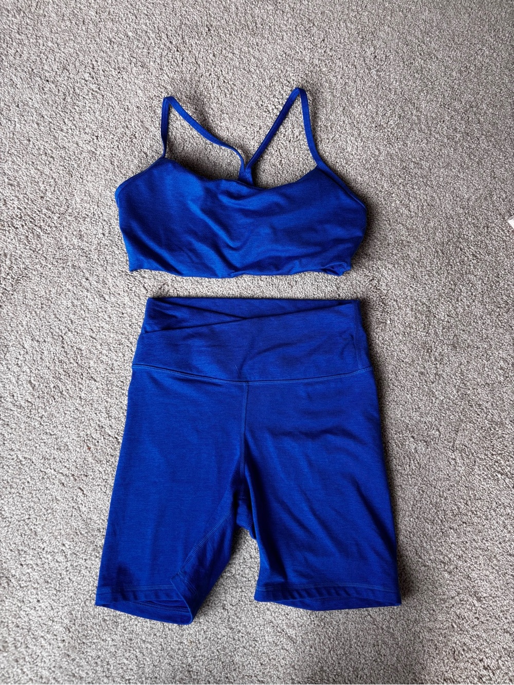 Old Navy Royal Blue Seamless Sports Bra and Bike Shorts Set